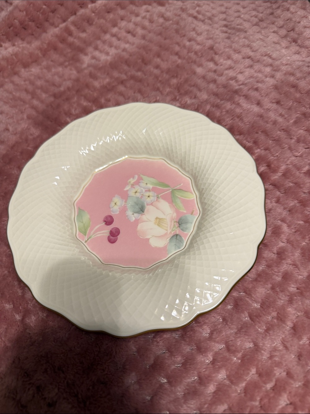 Mikasa Pink and White Floral Porcelain Dessert Plate